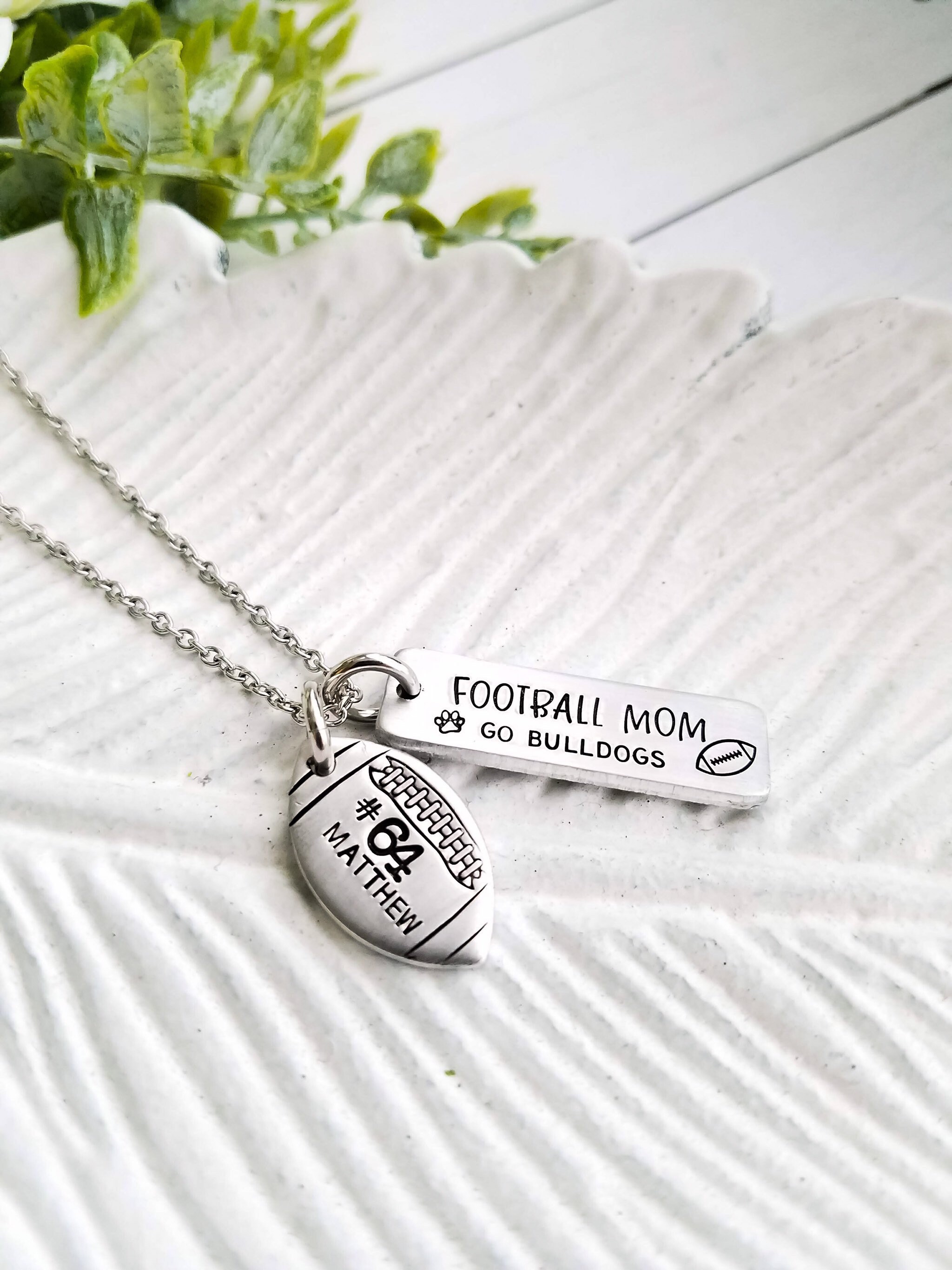 Football Mom Necklace Personalized Football Necklace Etsy