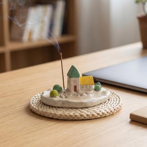Mini Village House Incense Holder, Mineral Aroma Diffuser Stone, Tabletop Decor | Gift for Her, New Home Gift, Meditation Stick Incense Tray