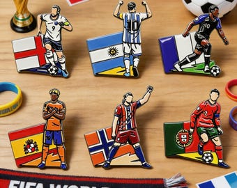 2026 World Cup Star Player Enamel Pins, National Team Soccer Lapel Badge, Jersey Backpack Fan Gift
