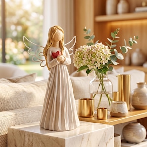 Willow Style Angel Sculpture, Hand-Painted Resin Figurine, Resin Pet Memorial Statue, Religious Decor, Gift For Loved Ones, Gift for Her