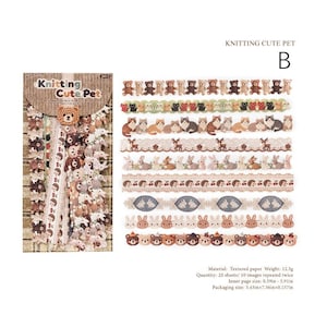 Pode incluir: Um conjunto de autocolantes Knitting Cute Pet com 20 folhas e 10 desenhos repetidos de animais de croch&eacute; como ursos, gatos, veados e coelhos. A embalagem apresenta o texto Knitting Cute Pet B e dimens&otilde;es de 8,71cm x 19,2cm x 0,4cm.