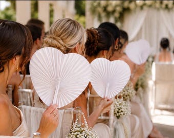 White Folding Wedding Fans (10 Pack) | Outdoor Ceremony Guest Favors