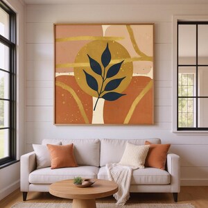 Ahornblatt Zweig Botanische Wand Kunst Druck, Abstrakte Boho Leinwand für Schlafzimmer, Rost Boho Dekor | Ernte-Mond Kollektion Bild 5