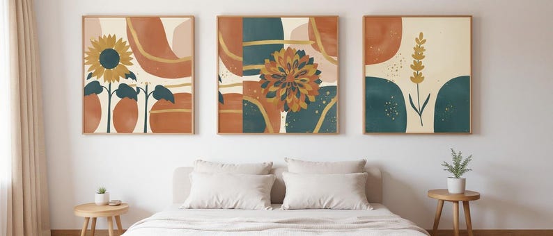 Dahlie Poster | Abstrakte Botanische Wandkunst, Terrakotta Schlafzimmer Dekor | Mittsommer-Kollektion Bild 7