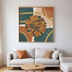 Dahlie Poster | Abstrakte Botanische Wandkunst, Terrakotta Schlafzimmer Dekor | Mittsommer-Kollektion Bild 4