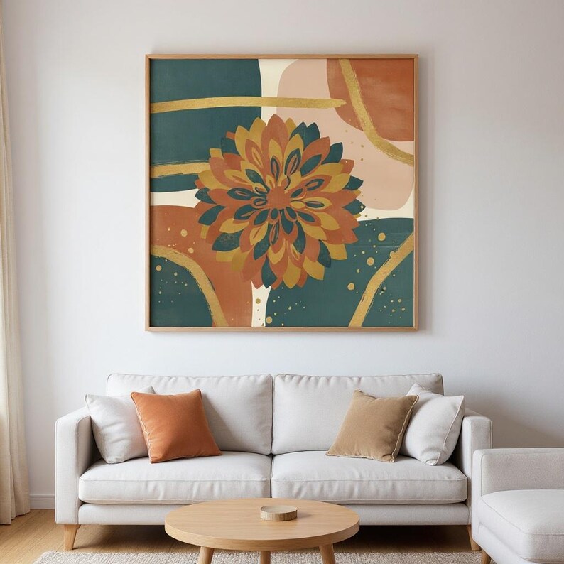 Dahlie Poster | Abstrakte Botanische Wandkunst, Terrakotta Schlafzimmer Dekor | Mittsommer-Kollektion Bild 4