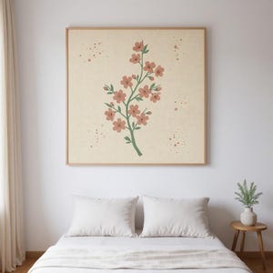 Cherry Blossom Branch Poster Print | Abstract Boho Botanical Wall Art, Dusty Pink Bedroom Decor | Spring Blossom Collection image 3