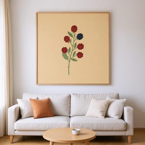 Blackberry Bramble Botanical Wall Art Print, Abstract Boho Canvas for Bedroom, Moss Green Decor | English Hedgerow Collection image 4