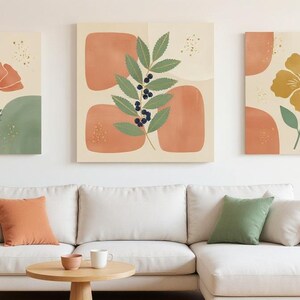 Hawaiian Yellow Hibiscus Wall Art Print | Hawaii State Flower Canvas, Abstract Boho Botanical Decor, Warm Coral Living Room Art image 7