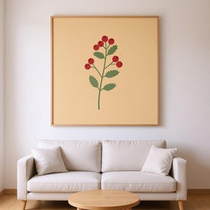 Rowan Berry Poster Print | Abstract Boho Botanical Wall Art, Oxblood Red Living Room Decor | English Hedgerow Collection image 4
