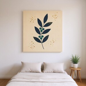 Holly Berry Stem Printable Wall Art | Digital Download, Boho Botanical Print, Winter Grove Collection image 1