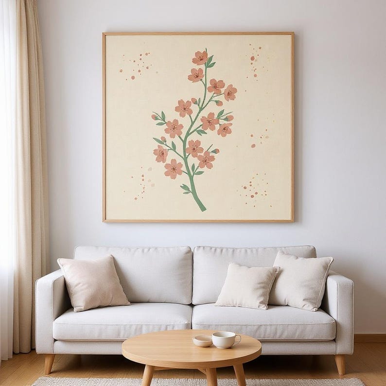 Cherry Blossom Branch Printable Wall Art | Digital Download, Boho Botanical Print, Spring Blossom Collection image 4