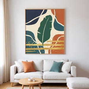 Banana Leaf Botanical Wall Art Print, Abstract Boho Canvas for Bedroom, Emerald Green Decor | Emerald Botanicals Collection image 4
