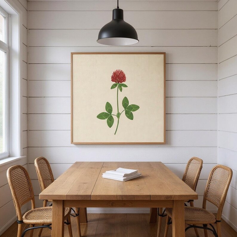 Red Clover Poster Print | Vermont State Flower Wall Art, Abstract Boho Botanical Decor, Bedroom image 6