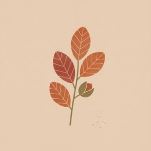 Beech Leaf Botanical Wall Art Print, Abstract Boho Canvas for Living Room, Oxblood Red Decor | English Hedgerow Collection image 2
