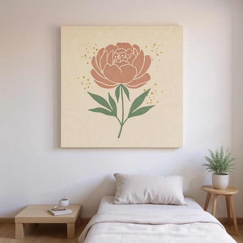 Peony Printable Wall Art | Digital Download, Boho Botanical Print, Spring Blossom Collection image 3