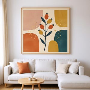 Rosehip Stem Printable Wall Art | Digital Download, Boho Botanical Print, Harvest Moon Collection image 1