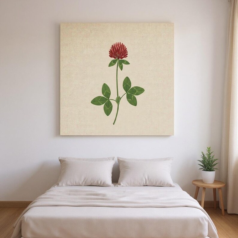 Red Clover Printable Wall Art | Vermont State Flower Digital Download, Boho Botanical Print image 3