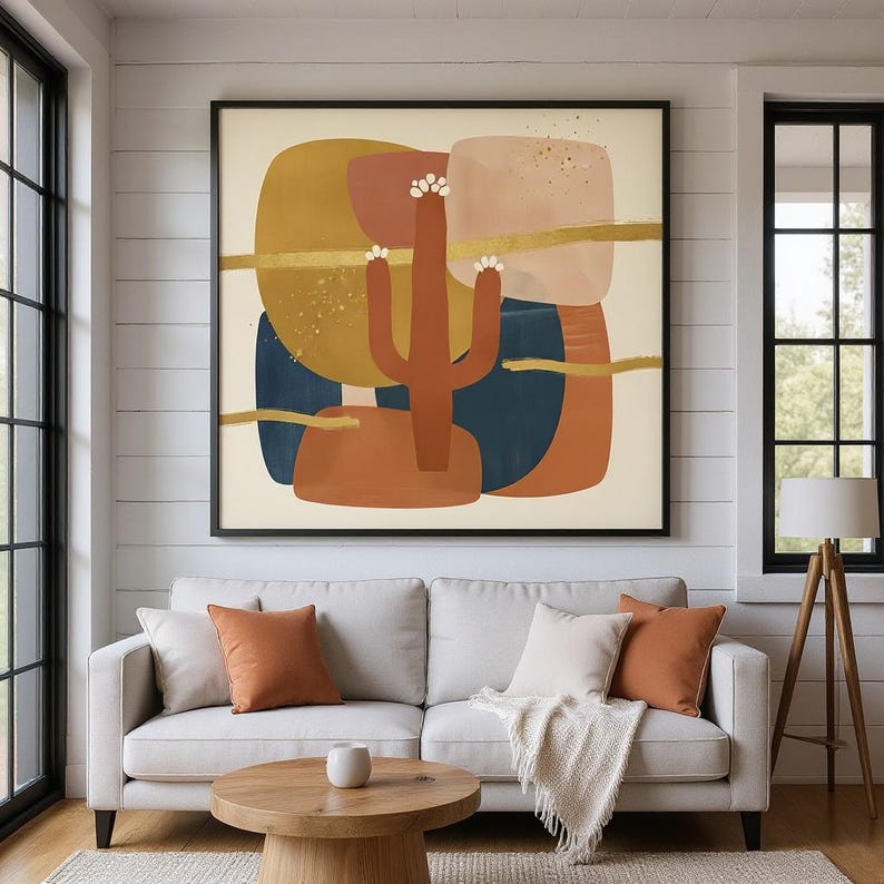 Arizona Saguaro Blossom Poster Print | Arizona State Flower Wall Art, Abstract Boho Botanical Decor, Living Room image 5