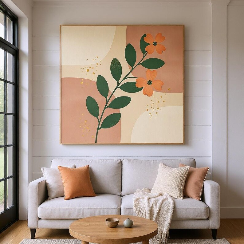Virginia Dogwood Wand Kunst Druck | Virginia State Flower Canvas, Abstraktes Boho Botanisches Dekor, Blush Wohnzimmer Art Bild 5