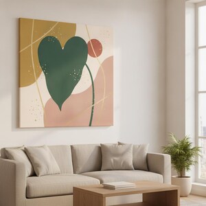 Anthurium Botanical Wall Art Print, Abstract Boho Canvas for Living Room, Tropical Leaf Art Decor | Tropical Botanica Collection image 4