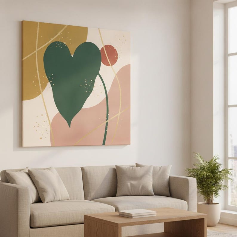 Anthurium Botanical Wall Art Print, Abstract Boho Canvas for Living Room, Tropical Leaf Art Decor | Tropical Botanica Collection image 4