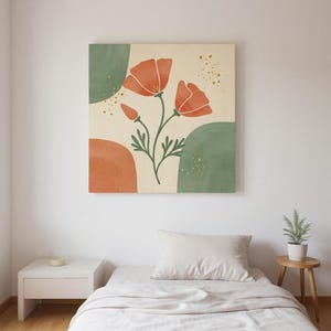 California Golden Poppy Printable Wall Art | California State Flower Digital Download, Boho Botanical Print image 3