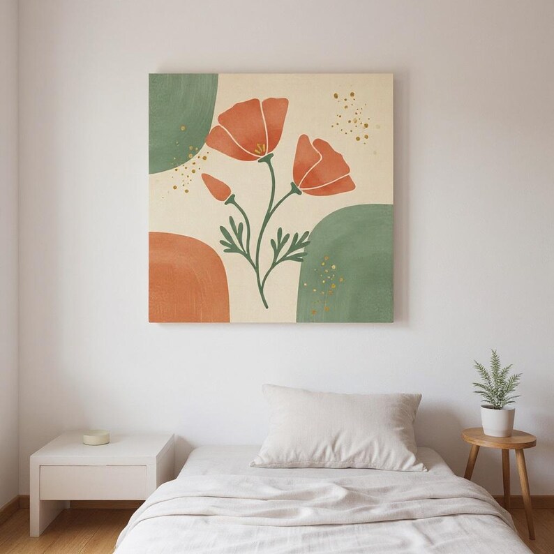 California Golden Poppy Printable Wall Art | California State Flower Digital Download, Boho Botanical Print image 3
