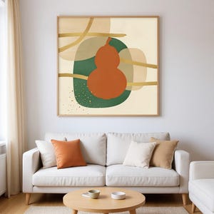 Gourd Poster Print | Abstract Boho Botanical Wall Art, Forest Green Bedroom Decor | Pumpkin Patch Collection image 4