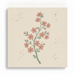 Cherry Blossom Branch Poster Print | Abstract Boho Botanical Wall Art, Dusty Pink Bedroom Decor | Spring Blossom Collection image 2