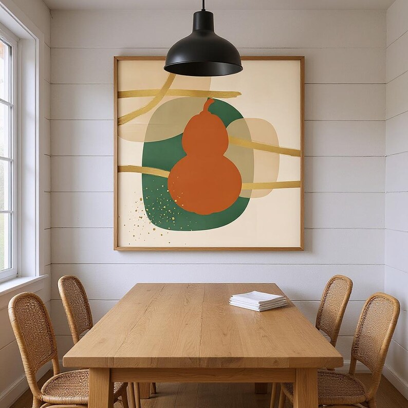 Gourd Poster Print | Abstract Boho Botanical Wall Art, Forest Green Bedroom Decor | Pumpkin Patch Collection image 6