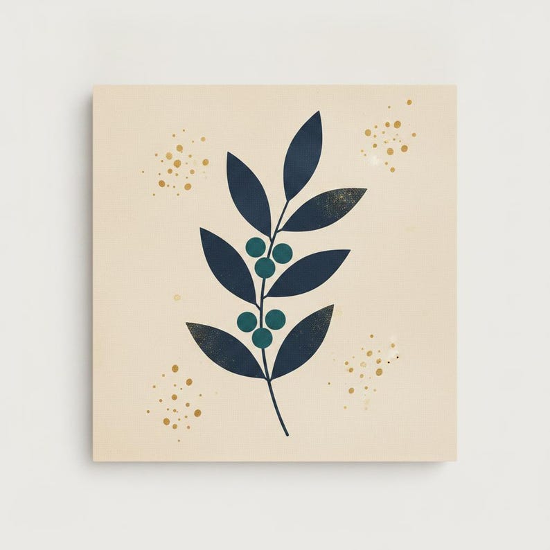 Holly Berry Stem Printable Wall Art | Digital Download, Boho Botanical Print, Winter Grove Collection image 2