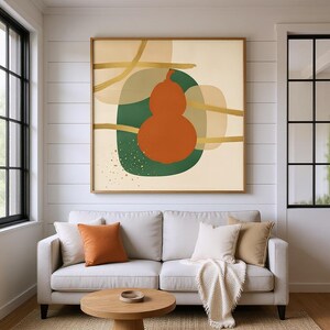 Gourd Poster Print | Abstract Boho Botanical Wall Art, Forest Green Bedroom Decor | Pumpkin Patch Collection image 5