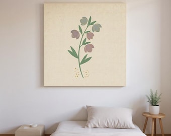 Lámina decorativa de heléboro para imprimir en pared / Descarga digital, Estampado botánico bohemio, Colección First Thaw