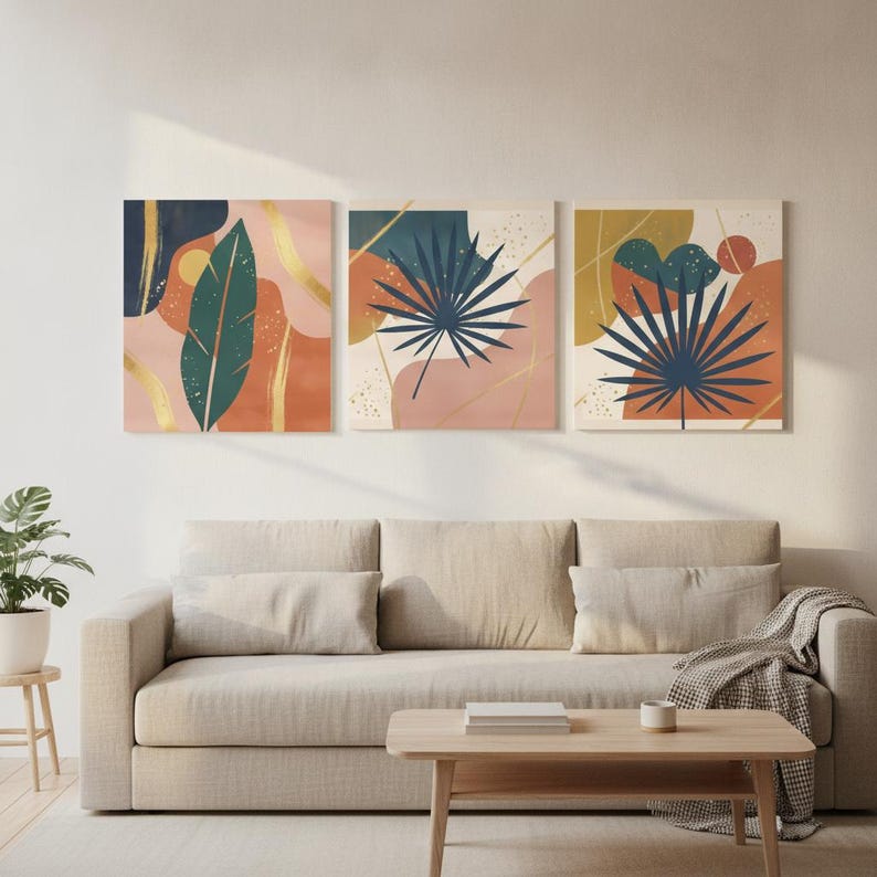 Lámina decorativa botánica "Palmera viajera", lienzo abstracto estilo boho para dormitorio o sala de estar, decoración tropical boho / Colección Tropical Botanica imagen 7