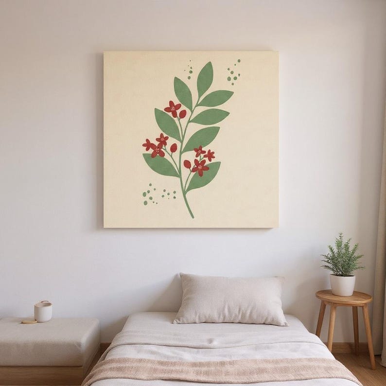 Mayflower Poster Print | Massachusetts State Flower Wall Art, Abstract Boho Botanical Decor, Bedroom image 3
