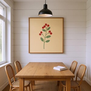Stampa artistica da parete botanica Rowan Berry, tela astratta boho per soggiorno, decorazione rosso bordeaux / Collezione English Hedgerow immagine 6