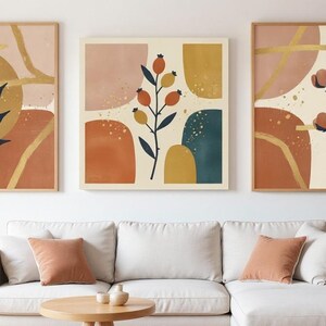 Dried Cotton Stem Poster Print | Abstract Boho Botanical Wall Art, Mustard Gold Bedroom Decor | Harvest Moon Collection image 7