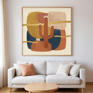 Arizona Saguaro Blossom Poster Print | Arizona State Flower Wall Art, Abstract Boho Botanical Decor, Living Room image 4