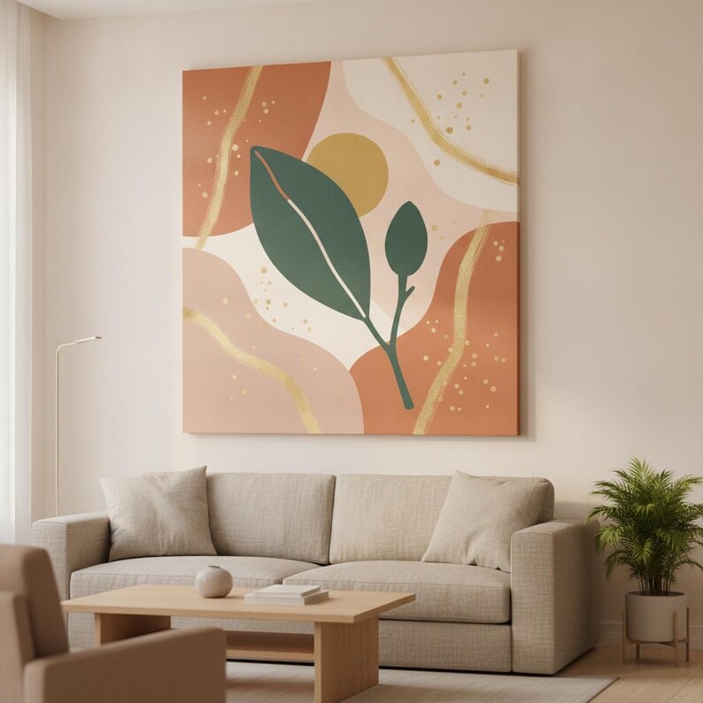 Magnolia Branch Poster Print | Abstract Boho Botanical Wall Art, Navy Boho Living Room Decor | Mediterranean Grove Collection image 4