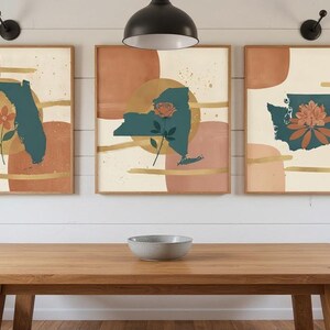 Coast to Coast State Flowers Set of 3 | Printable Wall Art Bundle, Digital Download image 5