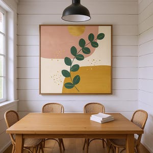 Eucalyptus Stem Botanical Wall Art Print, Abstract Boho Canvas for Living Room, Emerald Green Decor | Emerald Botanicals Collection image 6
