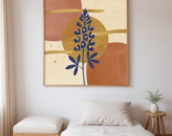 Texas Bluebonnet Printable Wall Art | Texas State Flower Digital Download, Boho Botanical Print