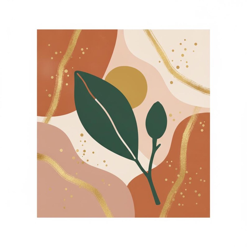 Magnolia Branch Poster Print | Abstract Boho Botanical Wall Art, Navy Boho Living Room Decor | Mediterranean Grove Collection image 2