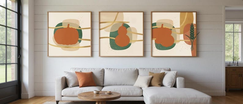 Pumpkin Patch Set of 3 | Printable Wall Art Bundle, Digital Download image 1