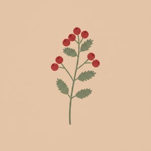 Rowan Berry Poster Print | Abstract Boho Botanical Wall Art, Oxblood Red Living Room Decor | English Hedgerow Collection image 2