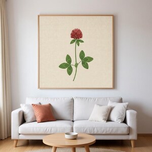 Red Clover Printable Wall Art | Vermont State Flower Digital Download, Boho Botanical Print image 4