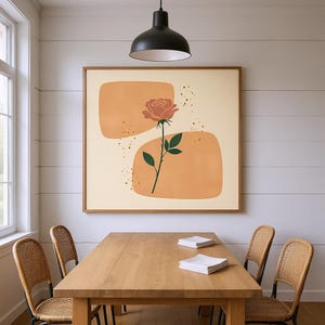 Lámina decorativa de la rosa Cherokee de Georgia / Arte mural con la flor estatal de Georgia, decoración botánica abstracta estilo boho, para sala de estar. imagen 6