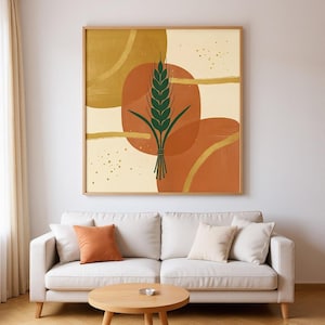 Wheat Sheaf Printable Wall Art | Digital Download, Boho Botanical Print, Pumpkin Patch Collection image 1