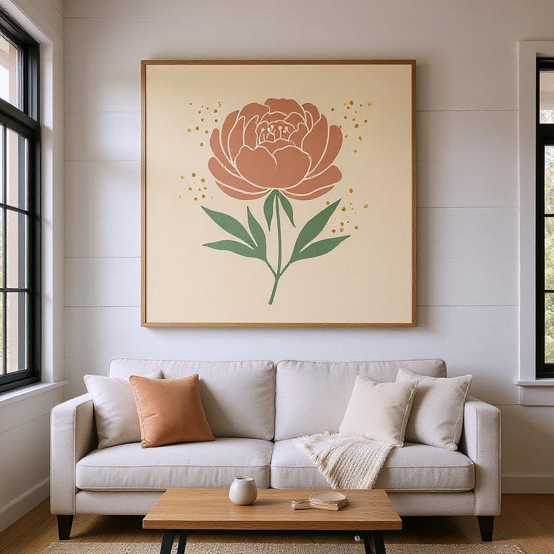 Peony Printable Wall Art | Digital Download, Boho Botanical Print, Spring Blossom Collection image 5